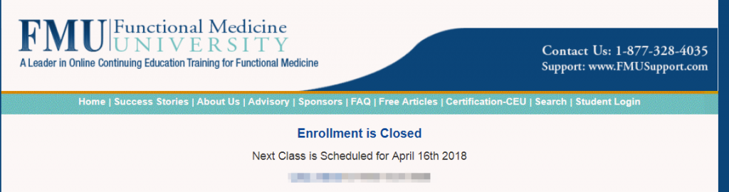 Next enrollment at FMU is April 16th